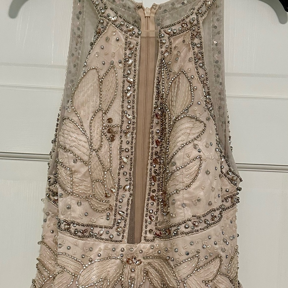 Embellished Backless Cocktail Dress in Blush